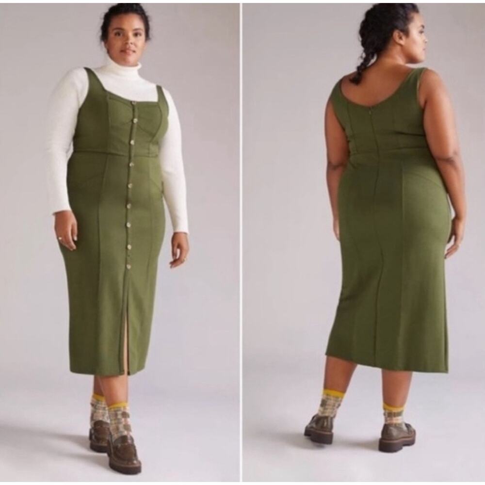 Anthropologie Maeve NWT Green Knit Midi Dress